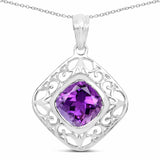 5.10 Carat Genuine Amethyst .925 Sterling Silver Pendant - Fashion Apparel 
