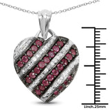 1.56 Carat Genuine Ruby and White Topaz .925 Sterling Silver Pendant - Fashion Apparel 