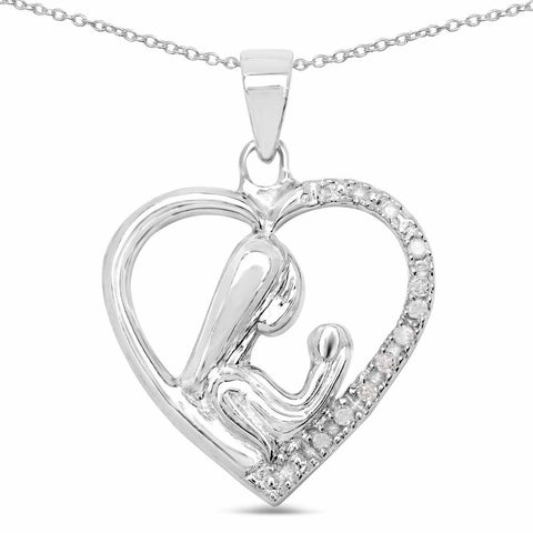 0.08 Carat Genuine White Diamond .925 Sterling Silver Pendant - Fashion Apparel 