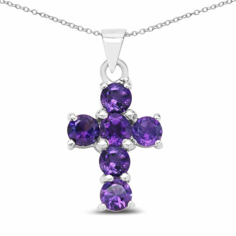 1.44 Carat Genuine Amethyst .925 Sterling Silver Pendant - Fashion Apparel 