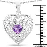0.70 Carat Genuine Amethyst .925 Sterling Silver Pendant - Fashion Apparel 