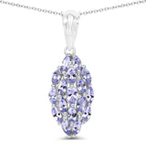 1.45 Carat Genuine Tanzanite .925 Sterling Silver Pendant - Fashion Apparel 