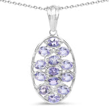 2.21 Carat Genuine Tanzanite .925 Sterling Silver Pendant - Fashion Apparel 