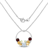 2.07 Carat Genuine Multi Stone .925 Sterling Silver Pendant - Fashion Apparel 