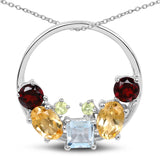 2.07 Carat Genuine Multi Stone .925 Sterling Silver Pendant - Fashion Apparel 