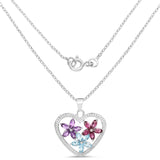 2.35 Carat Genuine Amethyst, Swiss Blue Topaz and Rhodolite .925 Sterling Silver Pendant - Fashion Apparel 