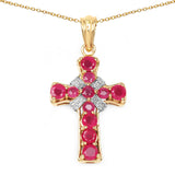 14K Yellow Gold Plated 2.67 Carat Glass Filled Ruby .925 Sterling Silver Pendant - Fashion Apparel 