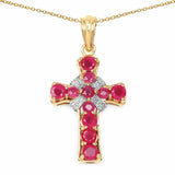 14K Yellow Gold Plated 2.67 Carat Glass Filled Ruby .925 Sterling Silver Pendant - Fashion Apparel 