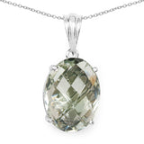 7.90 Carat Genuine Green Amethyst .925 Sterling Silver Pendant - Fashion Apparel 