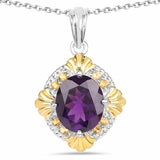5.50 Carat Genuine Amethyst and Citrine .925 Sterling Silver Pendant - Fashion Apparel 