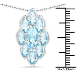 4.77 Carat Genuine Swiss Blue Topaz .925 Sterling Silver Pendant - Fashion Apparel 