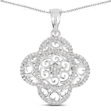 0.57 Carat Genuine White Diamond .925 Sterling Silver Pendant - Fashion Apparel 
