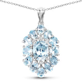 10.06 Carat Genuine Blue Topaz .925 Sterling Silver Pendant - Fashion Apparel 