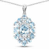 10.06 Carat Genuine Blue Topaz .925 Sterling Silver Pendant - Fashion Apparel 