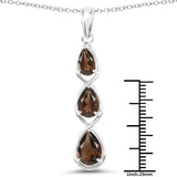 3.66 Carat Genuine Smoky Quartz .925 Sterling Silver Pendant - Fashion Apparel 