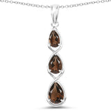 3.66 Carat Genuine Smoky Quartz .925 Sterling Silver Pendant - Fashion Apparel 