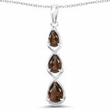 3.66 Carat Genuine Smoky Quartz .925 Sterling Silver Pendant - Fashion Apparel 