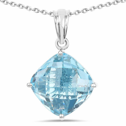 11.10 Carat Genuine Blue Topaz .925 Sterling Silver Pendant - Fashion Apparel 