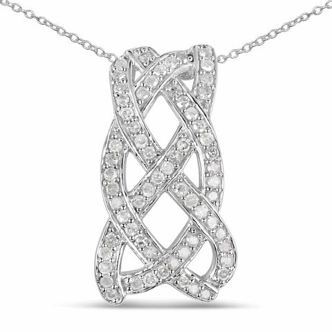 0.54 Carat Genuine White Diamond .925 Sterling Silver Pendant - Fashion Apparel 