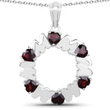 3.00 Carat Genuine Garnet .925 Sterling Silver Pendant - Fashion Apparel 