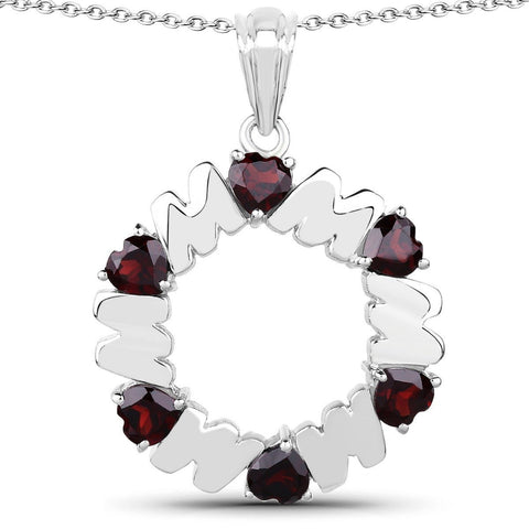 3.00 Carat Genuine Garnet .925 Sterling Silver Pendant - Fashion Apparel 