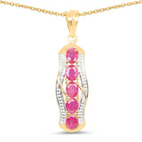 14K Yellow Gold Plated 1.90 Carat Genuine Ruby .925 Sterling Silver Pendant - Fashion Apparel 
