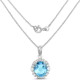 6.12 Carat Genuine Swiss Blue Topaz and White Topaz .925 Sterling Silver Pendant - Fashion Apparel 