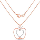 14K Rose Gold Plated 0.19 Carat Genuine White Diamond .925 Sterling Silver Pendant - Fashion Apparel 