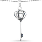 0.11 Carat Genuine Blue Diamond .925 Sterling Silver Pendant - Fashion Apparel 