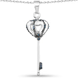 0.11 Carat Genuine Blue Diamond .925 Sterling Silver Pendant - Fashion Apparel 