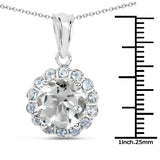 4.25 Carat Genuine Green Amethyst and Blue Topaz .925 Sterling Silver Pendant - Fashion Apparel 