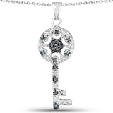 0.09 Carat Genuine Blue Diamond .925 Sterling Silver Pendant update - Fashion Apparel 
