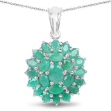 4.09 Carat Genuine Emerald .925 Sterling Silver Pendant - Fashion Apparel 