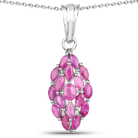 1.66 Carat Genuine Ruby .925 Sterling Silver Pendant - Fashion Apparel 