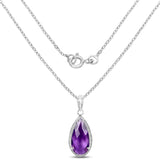 5.30 Carat Genuine Amethyst .925 Sterling Silver Pendant - Fashion Apparel 