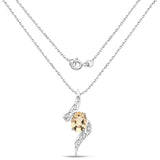 1.72 Carat Genuine Citrine and White Diamond .925 Sterling Silver Pendant - Fashion Apparel 