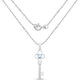 1.06 Carat Genuine Blue Topaz and White Diamond .925 Sterling Silver Pendant - Fashion Apparel 
