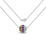 3.95 Carat Genuine Multi Stone .925 Sterling Silver Pendant - Fashion Apparel 