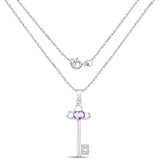1.22 Carat Genuine Amethyst and White Diamond .925 Sterling Silver Pendant - Fashion Apparel 
