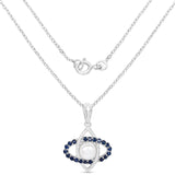 2.90 Carat Genuine Pearl and Blue Sapphire .925 Sterling Silver Pendant - Fashion Apparel 