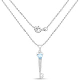 2.47 Carat Genuine Blue Topaz and White Diamond .925 Sterling Silver Pendant - Fashion Apparel 
