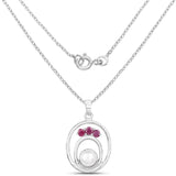 2.34 Carat Genuine Pearl and Ruby .925 Sterling Silver Pendant - Fashion Apparel 