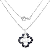 3.08 Carat Genuine Pearl and Blue Sapphire .925 Sterling Silver Pendant - Fashion Apparel 
