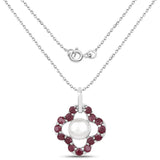 3.08 Carat Genuine Pearl and Ruby .925 Sterling Silver Pendant - Fashion Apparel 