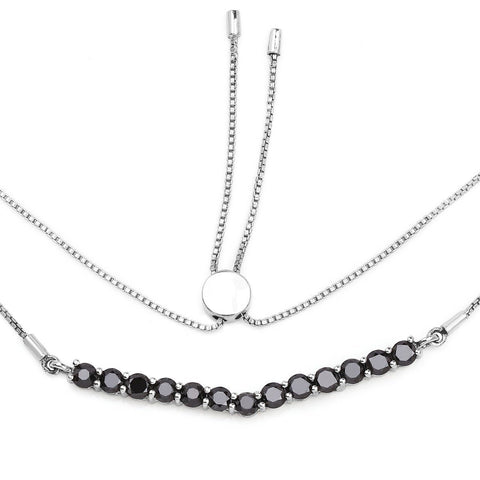 2.28 Carat Genuine Black Diamond .925 Sterling Silver Necklace - Fashion Apparel 
