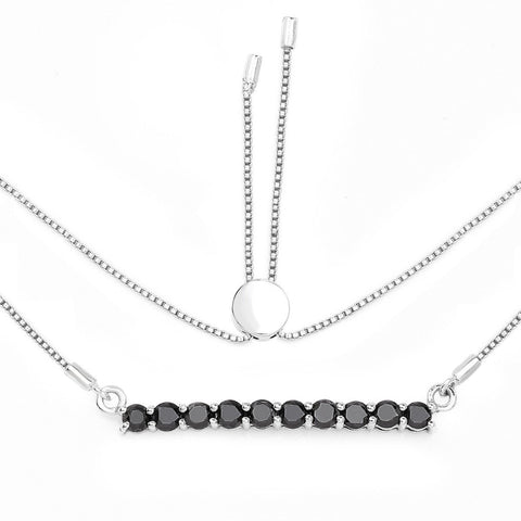 1.47 Carat Genuine Black Diamond .925 Sterling Silver Necklace - Fashion Apparel 