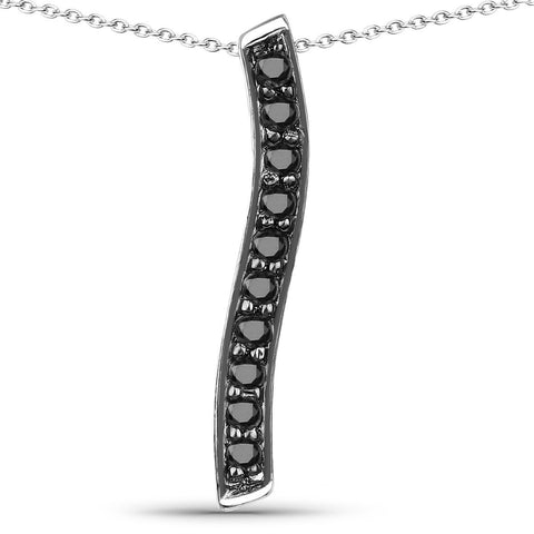 0.30 Carat Genuine Black Diamond .925 Sterling Silver Pendant - Fashion Apparel 