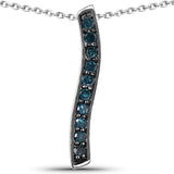 0.30 Carat Genuine Blue Diamond .925 Sterling Silver Pendant - Fashion Apparel 