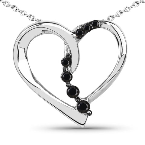 0.10 Carat Genuine Black Diamond .925 Sterling Silver Pendant - Fashion Apparel 