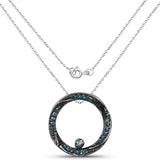 0.23 Carat Genuine Blue Diamond .925 Sterling Silver Pendant - Fashion Apparel 